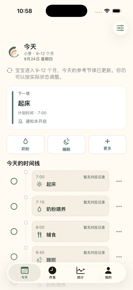 Nurteli daily timeline, shown with sample data in Chinese